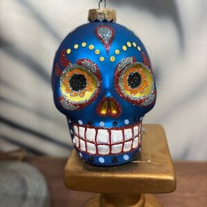 Kurt Adler Colorful Glass Sugar Skull Ornament